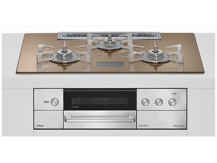 RINNAI リンナイ リンナイ(Rinnai) ビルトインガスコンロ 都市屁っ放り用 両側強火手合い 3口 75珊 RHS72W38M12VNSTW-13A スパークリングカッパー DELICIA(都市屁っ放り用)