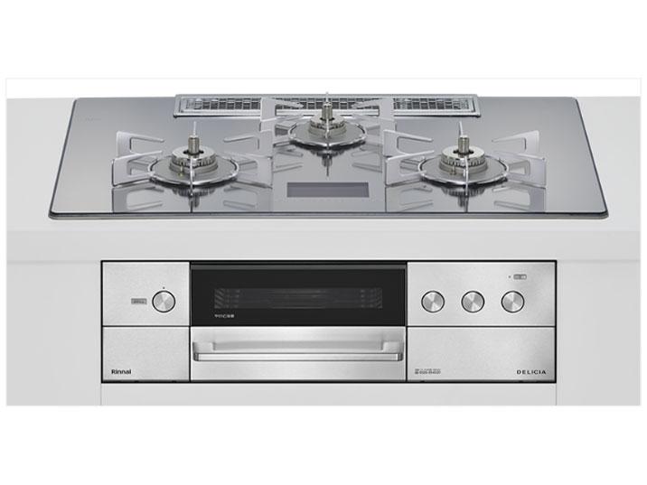 RINNAI リンナイ リンナイ(Rinnai) ビルトインガスコンロ プロパンガス用 両側強火手合い 3口 75珊 RHS72W38M13VCSTW-LP プラチナ鏡鑑D DELICIA