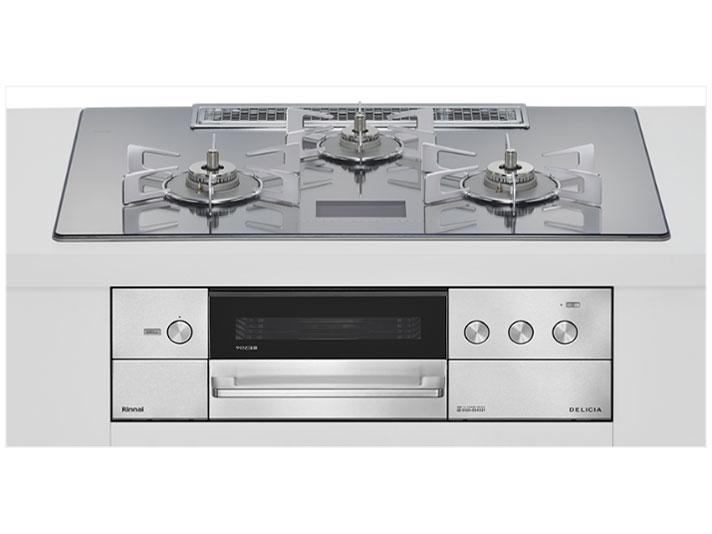 RINNAI リンナイ リンナイ(Rinnai) ビルトインガスコンロ プロパンガス用 両側強火手合い 3口 75珊 RHS72W38M13VNSTW-LP プラチナ鏡鑑D DELICIA