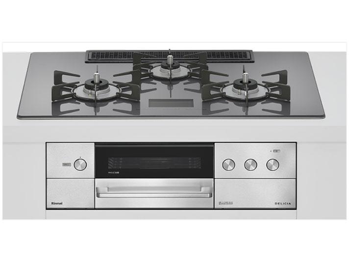 RINNAI リンナイ リンナイ(Rinnai) ビルトインガスコンロ プロパンガス用 両側強火手合い 3口 75珊 RHS72W38M15VNSTW-LP ツィードしろがね色 DELICIA