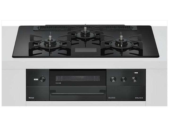 RINNAI リンナイ リンナイ(Rinnai) ビルトインガスコンロ 都市屁っ放り用 両側強火手合い 3口 75珊 RHS71W38M17VCBW-13A 結晶黒いこと DELICIA(都市屁っ放り用)
