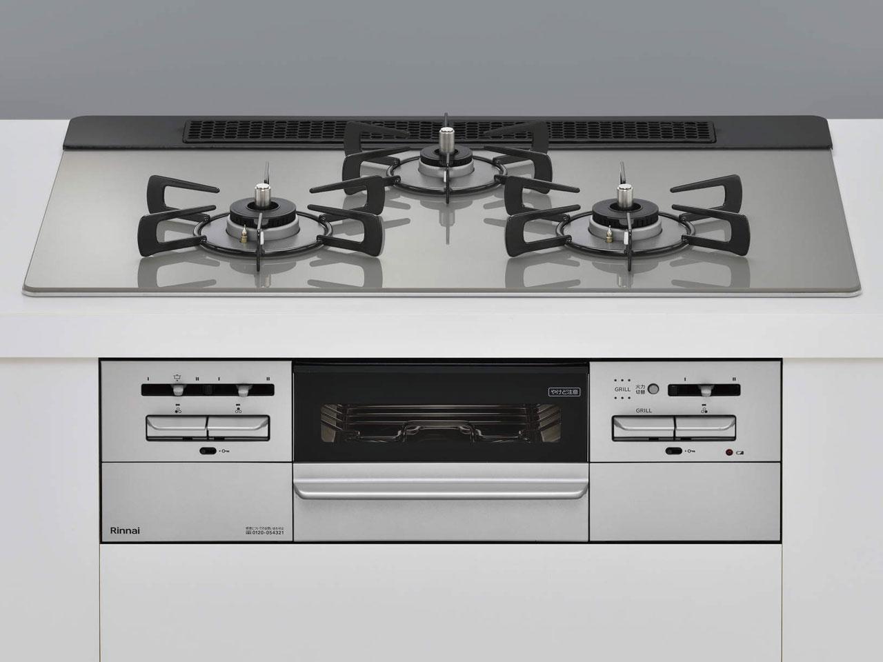 RINNAI リンナイ Rinnai しろがね色 マイ声の調子 [ビルトインガスコンロ (プロパンガス用・3口・決定付ける強射撃能力印字機・幅75糎)]RHS71W35T2DGAVW-LP
