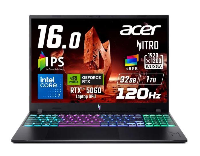日本エイサー ANV16-I31-N73Z56 ACER Nitro V 16 Windows 11 Home 16.0～16.9型（インチ） Core i7 メモリ32GB SSD 1TB 1920&times;1200 Webカメラ有り Bluetooth v5.2 Office無し 2.1～3.0kg ブラック系｜ECJOY！店