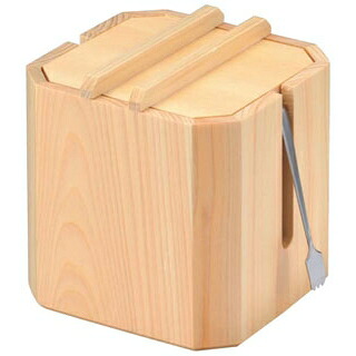 【まとめ買い10個セット品】 木製ガリ入れ(中合・トング付)小 W-709【ECJ】