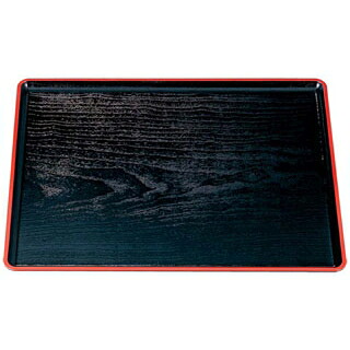 【まとめ買い10個仕掛ける品】 桐木目長手盆 黒天朱 尺4寸 ABS脂【ECJ】