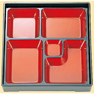 【まとめ買い10個セット品】 松花堂用仕切 DX幕ノ内 朱天黒 8.5寸 6-988-9【ECJ】