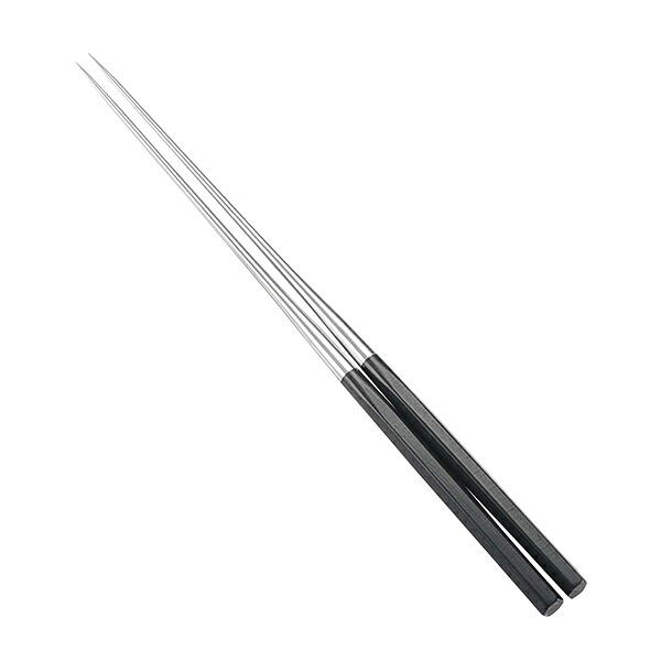 本焼ステンレス黒合板六角柄盛箸 165mm 【頑丈 長持ち】【ECJ】