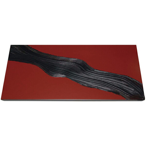 漆黒刷毛目 朱 長角トレー 黒漆流水 500&times;250&times;12mm【ECJ】｜マルシェ＆キッチンカーWORLD 12,872円