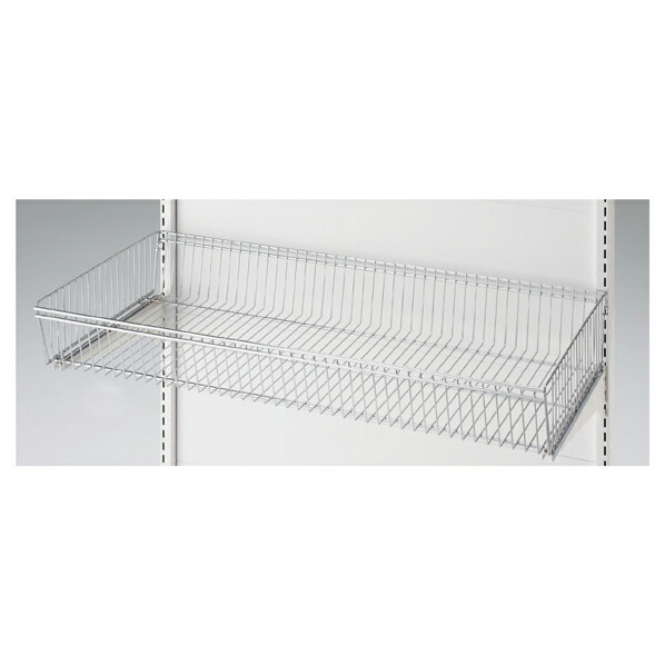 KZ用ワイヤーバスケットセットW90×D45cm 61-28-6-4 【システム什器 システムオプション スリット式システムオプションW90cm ワイヤーバスケットセット 3段可変式 ホワイト】【ECJ】
