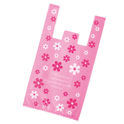 【まとめ買い10個セット品】レジ袋 ピンクフラワー 24×45(31)×横マチ14 100枚 61-430-80-2 【 店舗什器 小物 ディスプレー ギフト ラッピング 包装紙 袋 消耗品 店舗備品 】【ECJ】