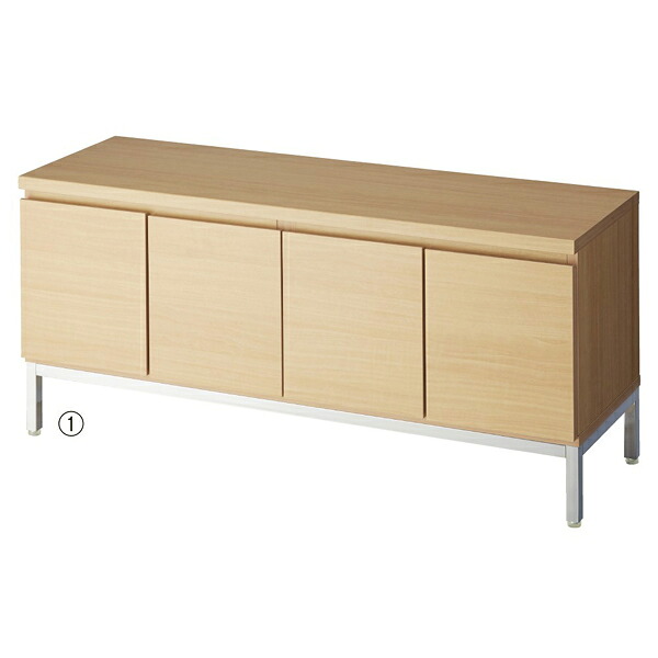 木製収納ボックスロー／スチール脚 エクリュ W120cm H53.5cm 61-651-85-1【ECJ】