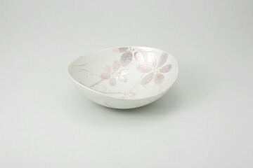 【まとめ買い10個セット品】和食器 パール桃花絵 楕円盛鉢 37K040-18 まごころ第37集 【キャンセル/返品不可】【ECJ】