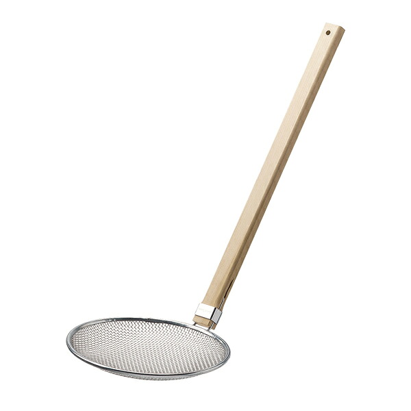 【まとめ買い10個セット品】TSステンレス　木柄そば揚　24cm 10140　(6.5メッシュ)【ECJ】｜マルシェ＆キッチンカーWORLD