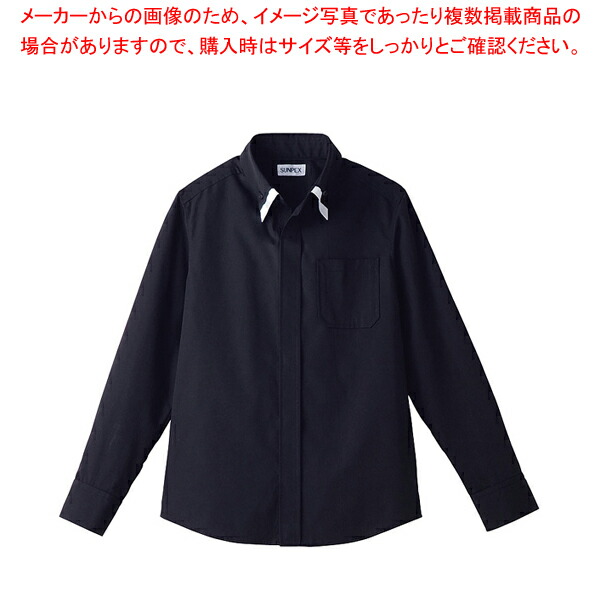 レイヤードBD衿長袖シャツ LL ET-1312 BK×WT【調理器具 厨房用品 厨房機器 プロ 愛用 販売 なら 名調】【ECJ】