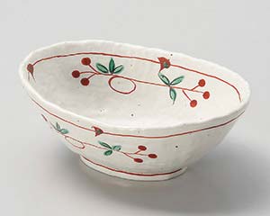 【まとめ買い10個セット品】和食器 ミ035-198 粉引サクランボ楕円鉢【キャンセル/返品不可】【ECJ】