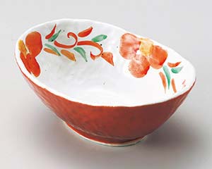 【まとめ買い10個セット品】和食器 ミ046-228 朱巻唐草花楕円鉢【キャンセル/返品不可】【ECJ】|マルシェ&キッチンカーWORLD