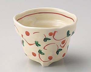 【まとめ買い10個仕掛ける品】和食器 ア059-178 粉引赤絵唐草参足小鉢【取りやめる/返品不可】【ECJ】