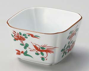 【まとめ買い10個セット品】和食器 ウ065-028 赤絵花鳥入角小鉢【キャンセル/返品不可】【ECJ】