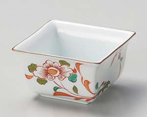【まとめ買い10個セット品】和食器 ウ065-038 赤絵草花 反四角小鉢【キャンセル/返品不可】【ECJ】