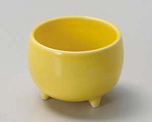 【まとめ買い10個セット品】和食器 カ087-198 黄釉丸三ツ足珍味【キャンセル/返品不可】【ECJ】