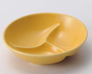 【まとめ買い10個仕掛ける品】和食器 ミ094-298 黄釉 三ツ中仕切り 丸鉢【とり止める/返品不可】【ECJ】