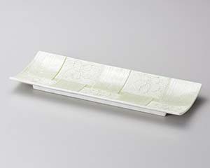 【まとめ買い10個セット品】和食器 オ125-018 銀彩グリーン一珍市松花長角皿【キャンセル/返品不可】【ECJ】