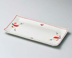 【まとめ買い10個セット品】和食器 ユ144-208 赤絵花長角皿【キャンセル/返品不可】【ECJ】|マルシェ&キッチンカーWORLD