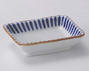【まとめ買い10個仕掛ける品】和食器 ロ150-258 藍十草長角小皿【取りやめる/返品不可】【ECJ】