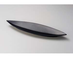 【まとめ買い10個セット品】和食器 オ156-138 笹型中皿黒【キャンセル/返品不可】【ECJ】