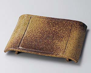 和食器 ミ161-158 手造り備前風弓型90長角皿【ECJ】