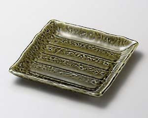 【まとめ買い10個セット品】和食器 カ193-208 アジアン織部角皿【キャンセル/返品不可】【ECJ】