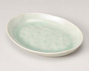 【まとめ買い10個仕掛ける品】和食器 ロ197-048 うすみどり 9寸楕円面皿【取り止める/返品不可】【ECJ】 皿・プレート-食器・カトラリー・グラス-キッチン用品・食器・調理器具