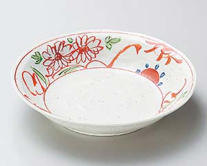 【まとめ買い10個セット品】和食器 ヤ212-168 粉引釉古代赤絵7.0深皿【キャンセル/返品不可】【ECJ】|マルシェ&キッチンカーWORLD
