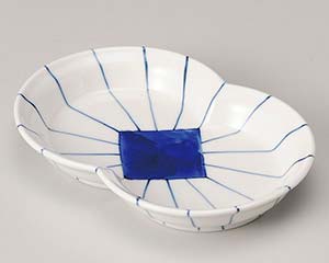 【まとめ買い10個セット品】和食器 オ214-048 紺筋輪つなぎ皿【キャンセル/返品不可】【ECJ】