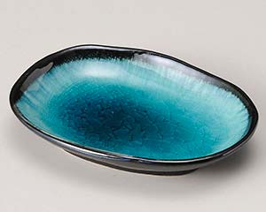 【まとめ買い10個仕かける品】和食器 オ234-158 翡翆天目小判皿(小)【取り止める/返品不可】【ECJ】