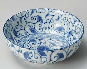 【まとめ買い10個セット品】和食器 キ270-078 藍彩菊型3.5鉢【キャンセル/返品不可】【ECJ】