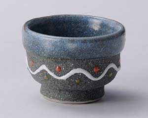 【まとめ買い10個セット品】和食器 ツ284-548 青釉ウェーブグイ呑【キャンセル/返品不可】【ECJ】