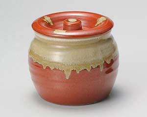 【まとめ買い10個セット品】和食器 テ300-038 赤釉流3号かめ【キャンセル/返品不可】【ECJ】