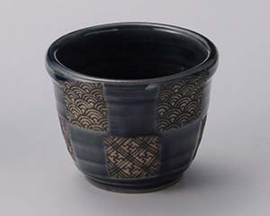 【まとめ買い10個仕掛ける品】和食器 テ302-348 藍市松青海波玉目の前猪口【取りやめる/返品不可】【ECJ】
