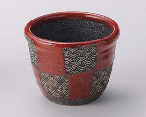 【まとめ買い10個仕掛ける品】和食器 テ302-378 赤市松青海波玉目の前猪口【取りやめる/返品不可】【ECJ】