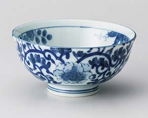 【まとめ買い10個セット品】和食器 ヤ371-328 藍染唐草丸碗【キャンセル/返品不可】【ECJ】