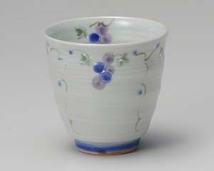 【まとめ買い10個セット品】和食器 ア386-258 三彩ぶどう青長湯呑【キャンセル/返品不可】【ECJ】
