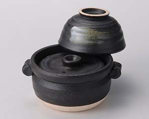 【まとめ買い10個セット品】和食器 ス407-148 黒陶茶碗付ご飯鍋1合炊(中蓋付)【キャンセル/返品不可】【ECJ】｜マルシェ＆キッチンカーWORLD