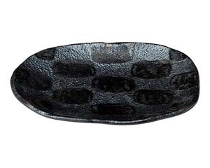 【まとめ買い10個セット品】和食器 ロ430-108 黒市松 楕円取り皿【キャンセル/返品不可】【ECJ】