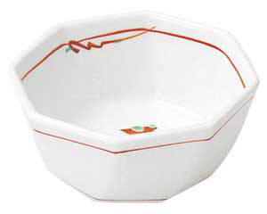 【まとめ買い10個セット品】和食器 ホ070-028 赤絵花紋 八角小鉢(大)【キャンセル/返品不可】【ECJ】