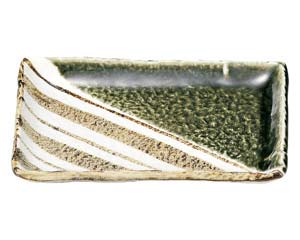 【まとめ買い10個セット品】和食器 ロ466-138 織部ストライプ 7.0長角皿【キャンセル/返品不可】【ECJ】|マルシェ&キッチンカーWORLD