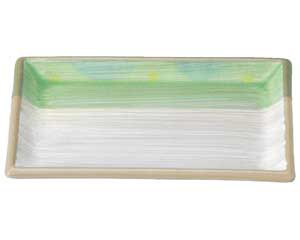 【まとめ買い10個仕掛ける品】和食器 ミ150-068 新緑 長角焼物皿【とり止める/返品不可】【ECJ】