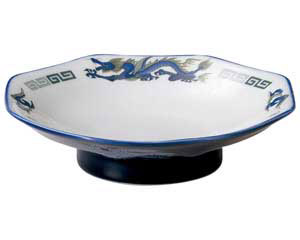 【まとめ買い10個セット品】 ホ666-618 ルリ白竜 八角シューマイ皿【キャンセル/返品不可】【ECJ】