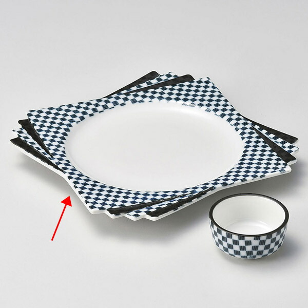 【まとめ買い10個セット品】和食器 ツ014-158 青市松千代折角刺身皿【ECJ】