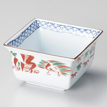 【まとめ買い10個セット品】和食器 ウ058-038 赤絵花鳥角小鉢【ECJ】